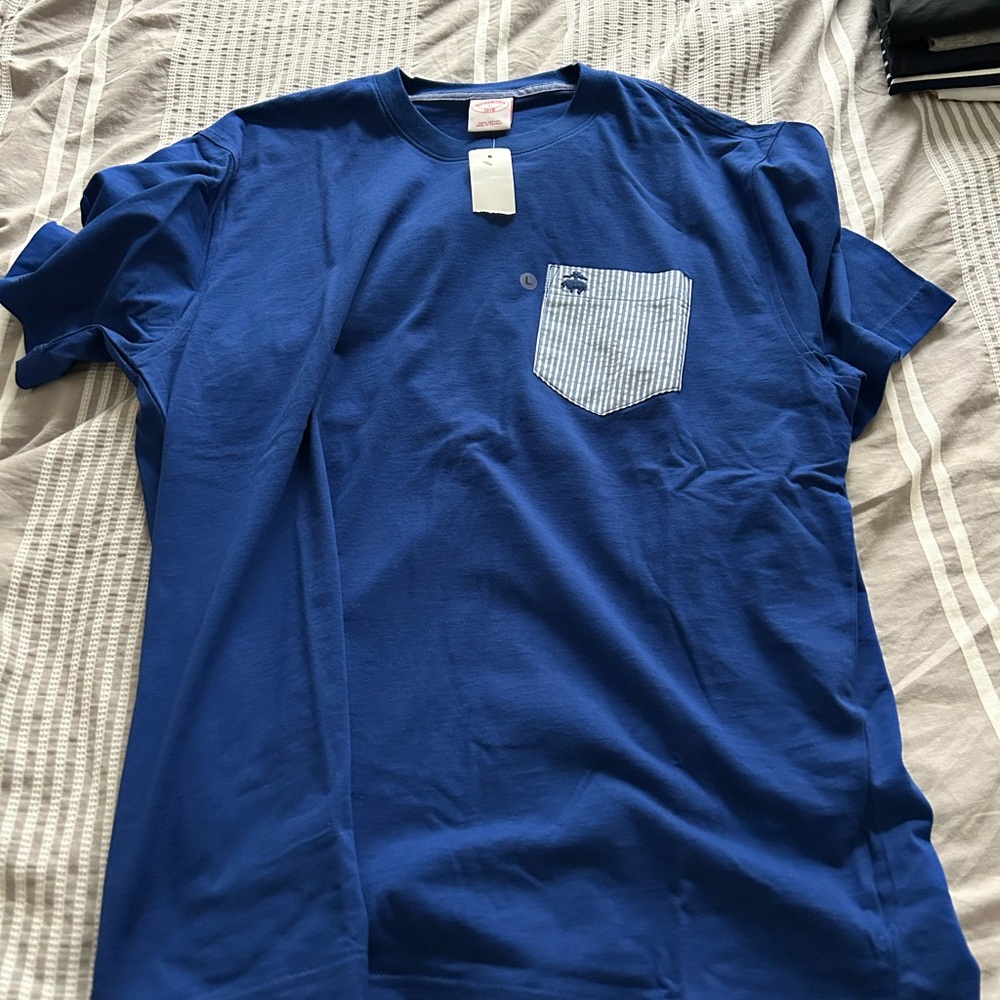 Brooks Brothers Blue and White Short Sleeve Tee